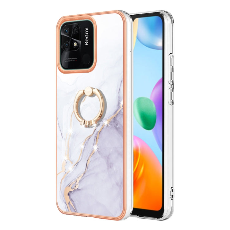 Electroplating Marble IMD TPU Phone Case with Ring Holder, For Xiaomi Redmi 10C, For Xiaomi Mi 11 Lite
