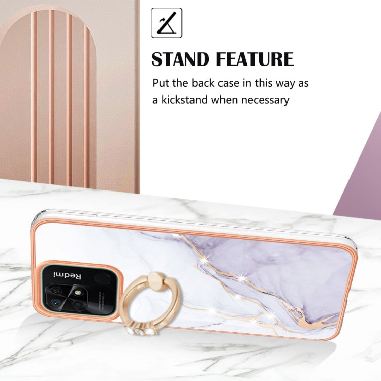 Electroplating Marble IMD TPU Phone Case with Ring Holder, For Xiaomi Redmi 10C, For Xiaomi Mi 11 Lite