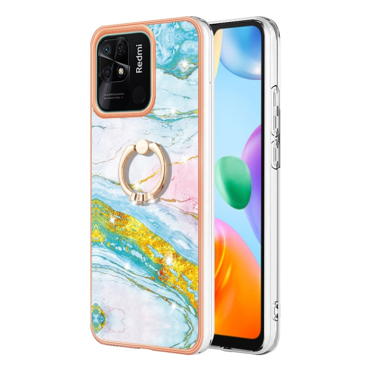 Electroplating Marble IMD TPU Phone Case with Ring Holder, For Xiaomi Redmi 10C, For Xiaomi Mi 11 Lite