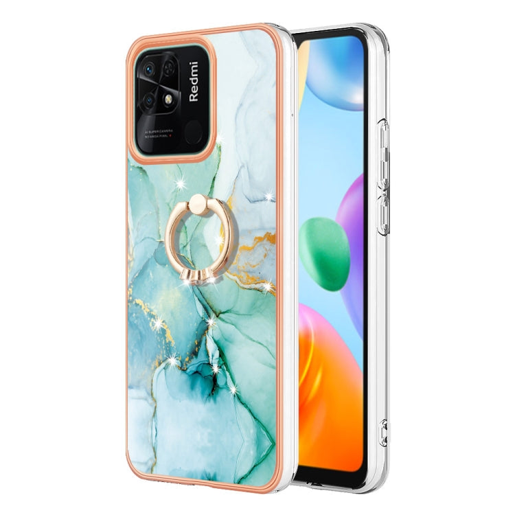 Electroplating Marble IMD TPU Phone Case with Ring Holder, For Xiaomi Redmi 10C, For Xiaomi Mi 11 Lite