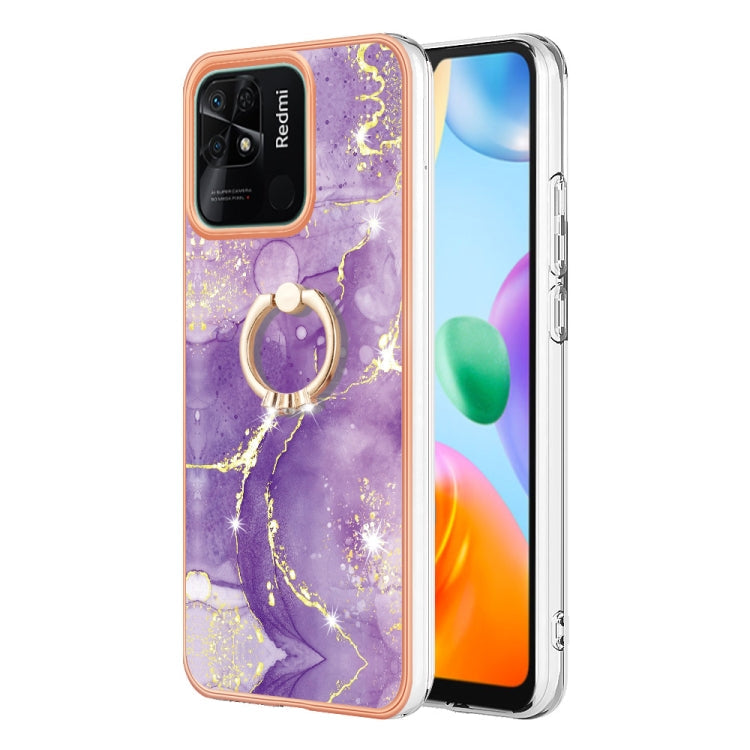 Electroplating Marble IMD TPU Phone Case with Ring Holder, For Xiaomi Redmi 10C, For Xiaomi Mi 11 Lite