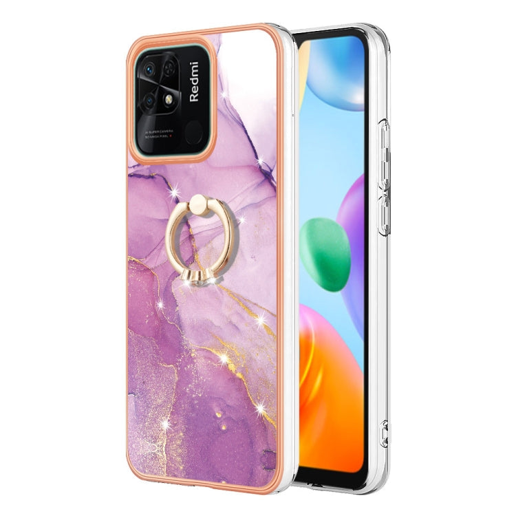 Electroplating Marble IMD TPU Phone Case with Ring Holder, For Xiaomi Redmi 10C, For Xiaomi Mi 11 Lite