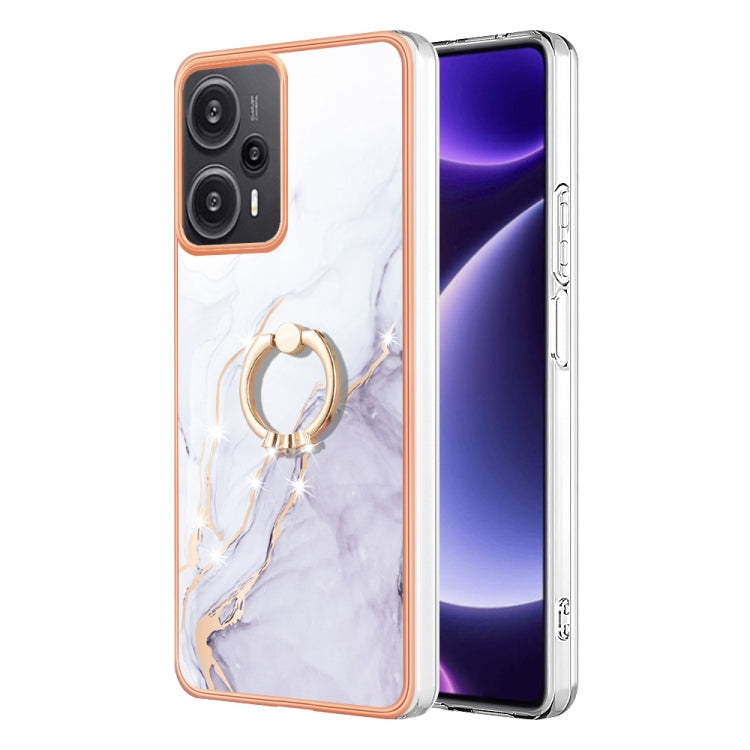Electroplating Marble IMD TPU Phone Case with Ring Holder, For Xiaomi 13T/13T Pro, For Xiaomi Poco F5 5G / Redmi Note 12 Turbo, For Xiaomi Poco F5 Pro 5G / Redmi K60, For Xiaomi Redmi Note 12S 4G