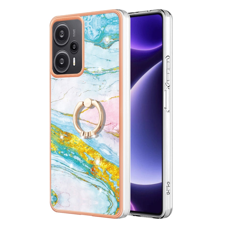 Electroplating Marble IMD TPU Phone Case with Ring Holder, For Xiaomi 13T/13T Pro, For Xiaomi Poco F5 5G / Redmi Note 12 Turbo, For Xiaomi Poco F5 Pro 5G / Redmi K60, For Xiaomi Redmi Note 12S 4G