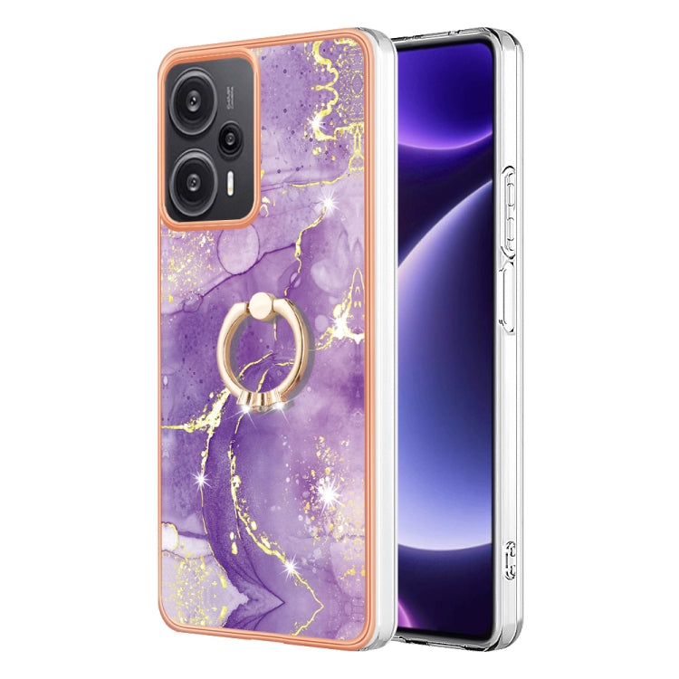 Electroplating Marble IMD TPU Phone Case with Ring Holder, For Xiaomi 13T/13T Pro, For Xiaomi Poco F5 5G / Redmi Note 12 Turbo, For Xiaomi Poco F5 Pro 5G / Redmi K60, For Xiaomi Redmi Note 12S 4G