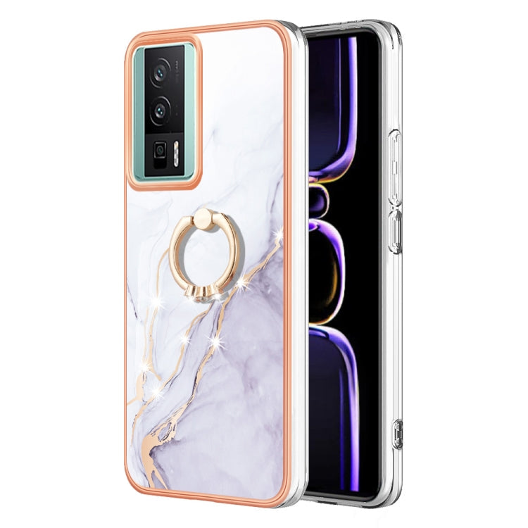 Electroplating Marble IMD TPU Phone Case with Ring Holder, For Xiaomi 13T/13T Pro, For Xiaomi Poco F5 5G / Redmi Note 12 Turbo, For Xiaomi Poco F5 Pro 5G / Redmi K60, For Xiaomi Redmi Note 12S 4G