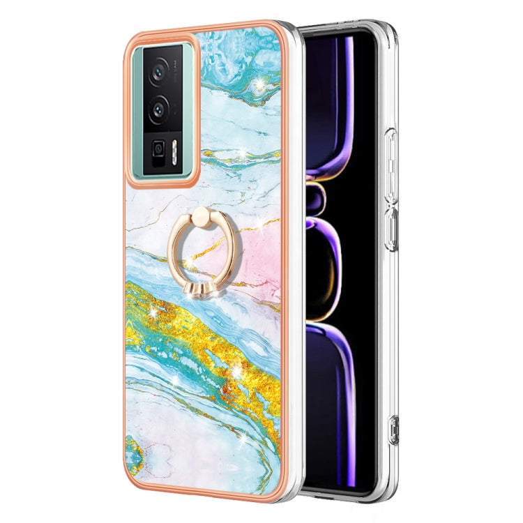 Electroplating Marble IMD TPU Phone Case with Ring Holder, For Xiaomi 13T/13T Pro, For Xiaomi Poco F5 5G / Redmi Note 12 Turbo, For Xiaomi Poco F5 Pro 5G / Redmi K60, For Xiaomi Redmi Note 12S 4G