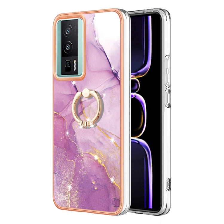 Electroplating Marble IMD TPU Phone Case with Ring Holder, For Xiaomi 13T/13T Pro, For Xiaomi Poco F5 5G / Redmi Note 12 Turbo, For Xiaomi Poco F5 Pro 5G / Redmi K60, For Xiaomi Redmi Note 12S 4G