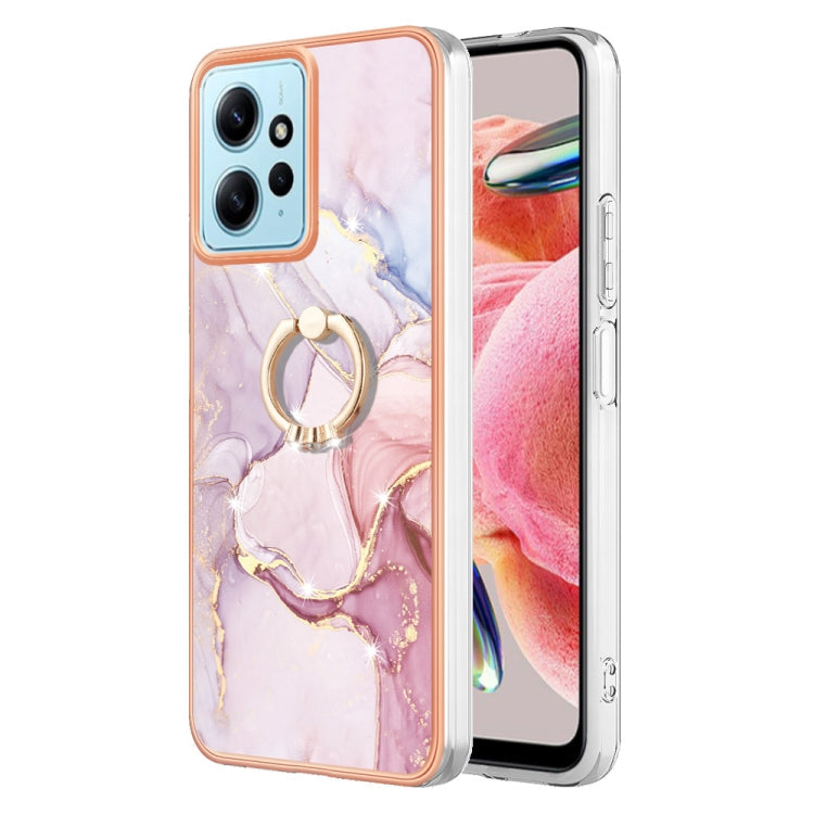 Electroplating Marble IMD TPU Phone Case with Ring Holder, For Xiaomi Redmi Note 12 4G Global, For Xiaomi Redmi Note 12 Pro+ Global, For Xiaomi Redmi Note 12 Pro 5G Global, For Xiaomi Poco X5 Pro 5G