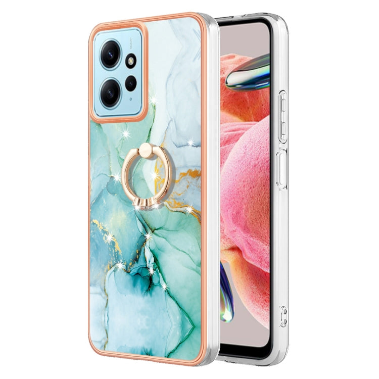 Electroplating Marble IMD TPU Phone Case with Ring Holder, For Xiaomi Redmi Note 12 4G Global, For Xiaomi Redmi Note 12 Pro+ Global, For Xiaomi Redmi Note 12 Pro 5G Global, For Xiaomi Poco X5 Pro 5G