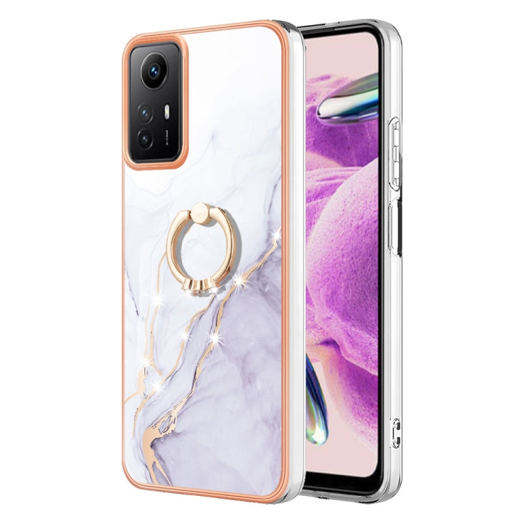 Electroplating Marble IMD TPU Phone Case with Ring Holder, For Xiaomi 13T/13T Pro, For Xiaomi Poco F5 5G / Redmi Note 12 Turbo, For Xiaomi Poco F5 Pro 5G / Redmi K60, For Xiaomi Redmi Note 12S 4G