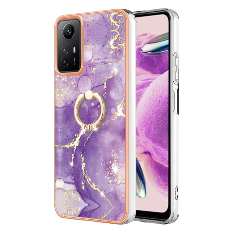 Electroplating Marble IMD TPU Phone Case with Ring Holder, For Xiaomi 13T/13T Pro, For Xiaomi Poco F5 5G / Redmi Note 12 Turbo, For Xiaomi Poco F5 Pro 5G / Redmi K60, For Xiaomi Redmi Note 12S 4G
