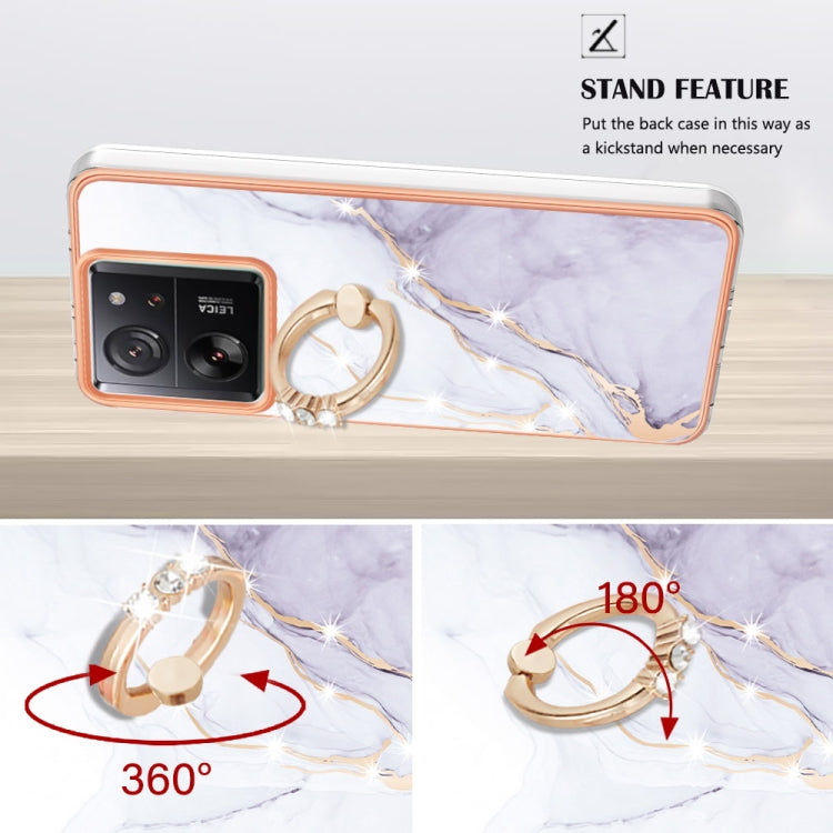 Electroplating Marble IMD TPU Phone Case with Ring Holder, For Xiaomi 13T/13T Pro, For Xiaomi Poco F5 5G / Redmi Note 12 Turbo, For Xiaomi Poco F5 Pro 5G / Redmi K60, For Xiaomi Redmi Note 12S 4G