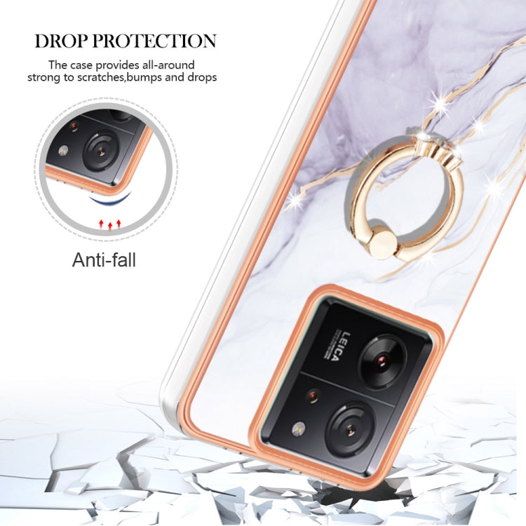 Electroplating Marble IMD TPU Phone Case with Ring Holder, For Xiaomi 13T/13T Pro, For Xiaomi Poco F5 5G / Redmi Note 12 Turbo, For Xiaomi Poco F5 Pro 5G / Redmi K60, For Xiaomi Redmi Note 12S 4G