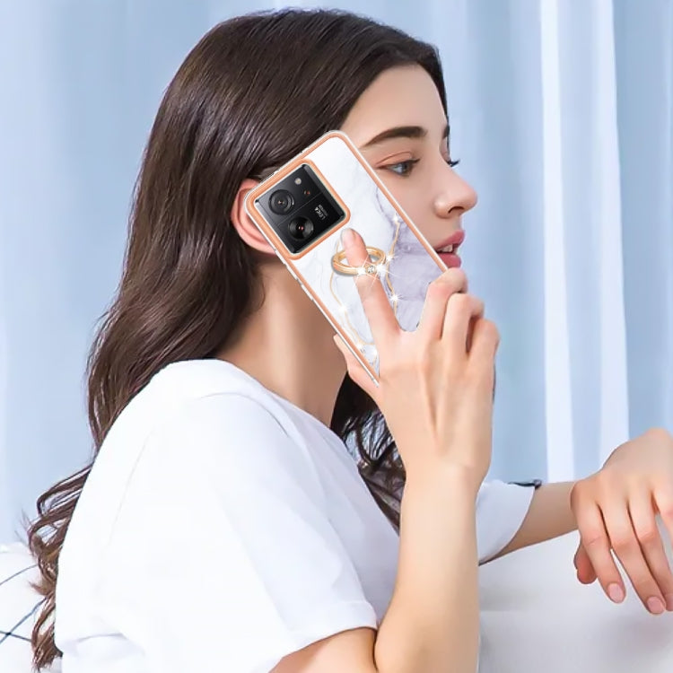 Electroplating Marble IMD TPU Phone Case with Ring Holder, For Xiaomi 13T/13T Pro, For Xiaomi Poco F5 5G / Redmi Note 12 Turbo, For Xiaomi Poco F5 Pro 5G / Redmi K60, For Xiaomi Redmi Note 12S 4G