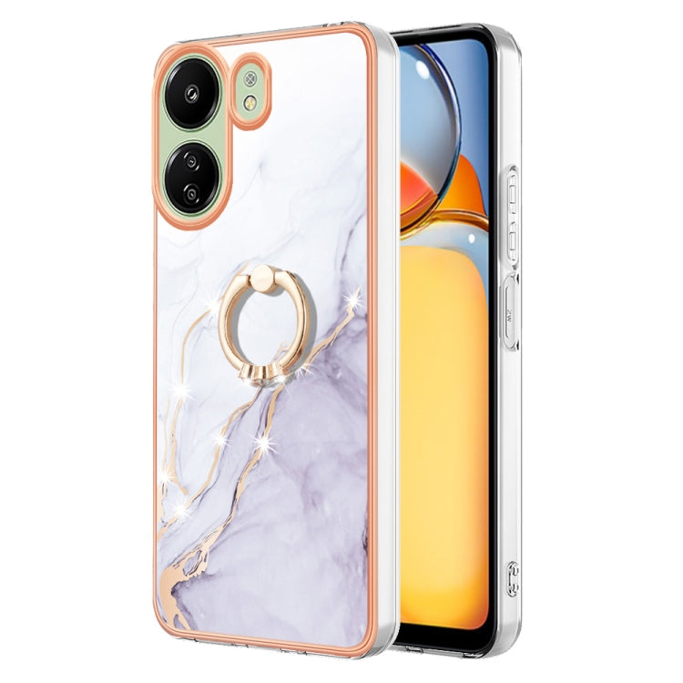 Electroplating Marble IMD TPU Phone Case with Ring Holder, For Xiaomi Redmi Note 13 5G Global, For Xiaomi Redmi 13C 4G, For Xiaomi Redmi Note 13 Pro+ 5G, For Xiaomi Redmi Note 13 Pro 5G Global