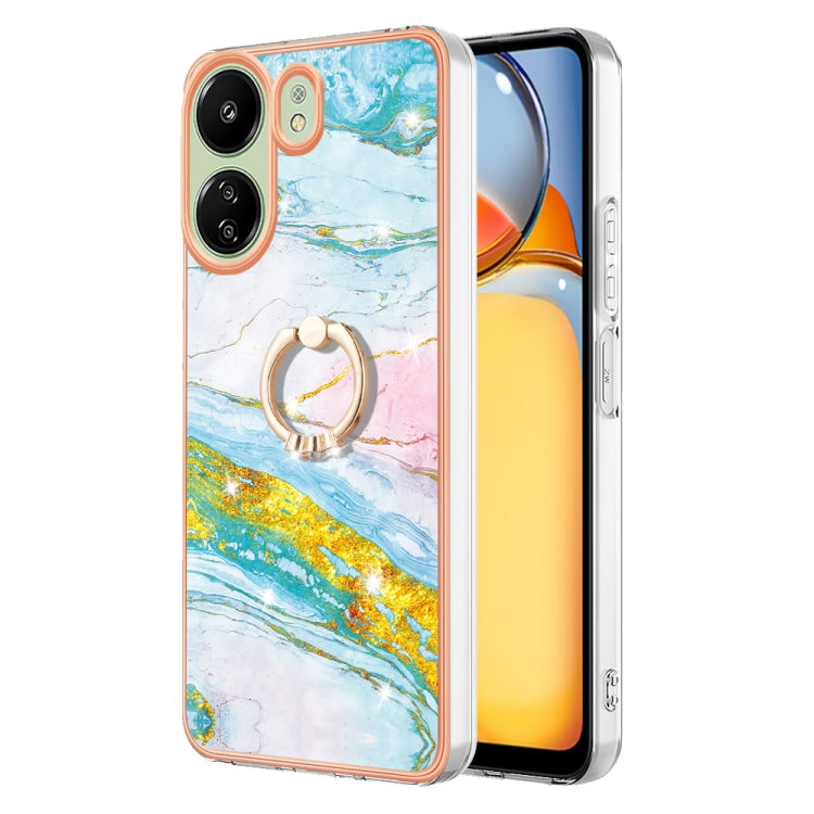 Electroplating Marble IMD TPU Phone Case with Ring Holder, For Xiaomi Redmi Note 13 5G Global, For Xiaomi Redmi 13C 4G, For Xiaomi Redmi Note 13 Pro+ 5G, For Xiaomi Redmi Note 13 Pro 5G Global