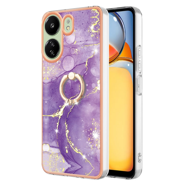 Electroplating Marble IMD TPU Phone Case with Ring Holder, For Xiaomi Redmi Note 13 5G Global, For Xiaomi Redmi 13C 4G, For Xiaomi Redmi Note 13 Pro+ 5G, For Xiaomi Redmi Note 13 Pro 5G Global