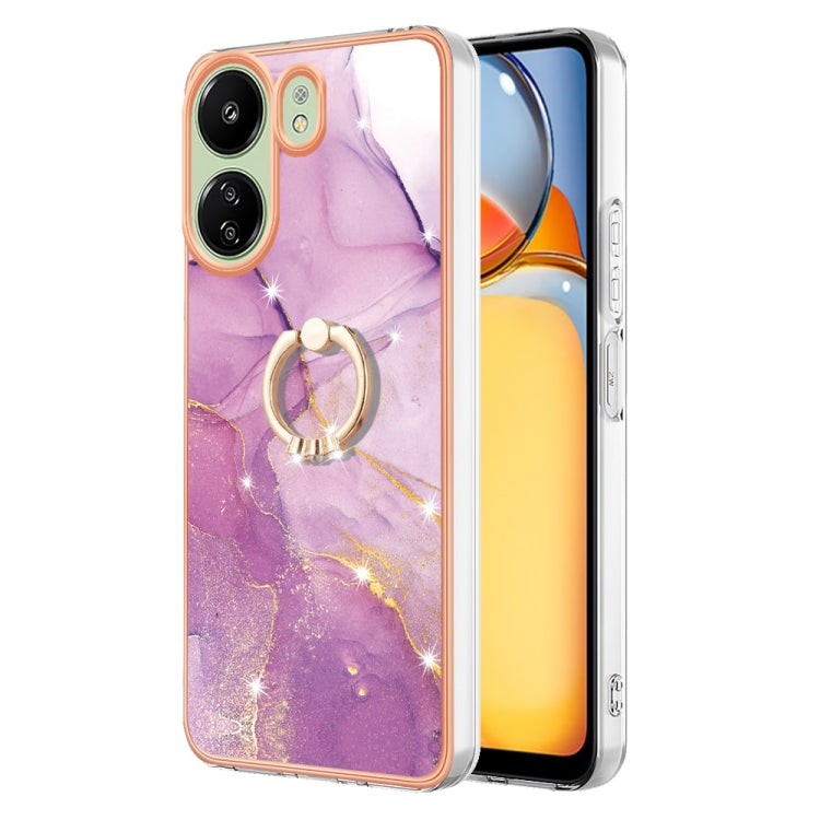 Electroplating Marble IMD TPU Phone Case with Ring Holder, For Xiaomi Redmi Note 13 5G Global, For Xiaomi Redmi 13C 4G, For Xiaomi Redmi Note 13 Pro+ 5G, For Xiaomi Redmi Note 13 Pro 5G Global