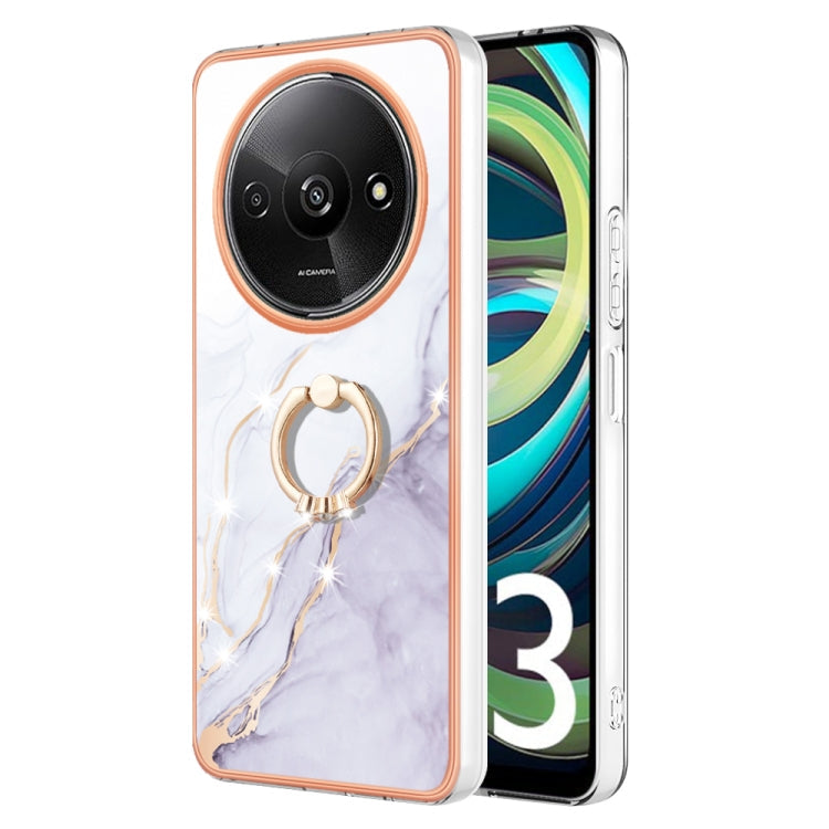 Electroplating Marble IMD TPU Phone Case with Ring Holder, For Xiaomi Redmi Note 13 Pro 4G/Poco M6 Pro 4G, For Xiaomi Redmi A3, For Xiaomi Redmi Note 13 4G Global, For Xiaomi Poco X6 Pro / Redmi K70E
