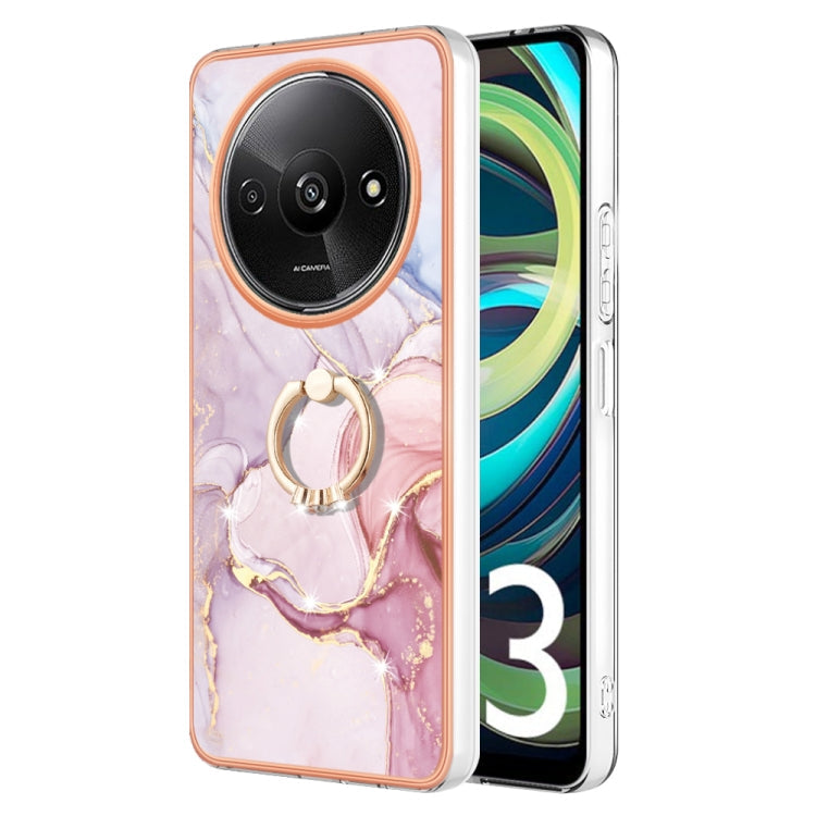 Electroplating Marble IMD TPU Phone Case with Ring Holder, For Xiaomi Redmi Note 13 Pro 4G/Poco M6 Pro 4G, For Xiaomi Redmi A3, For Xiaomi Redmi Note 13 4G Global, For Xiaomi Poco X6 Pro / Redmi K70E