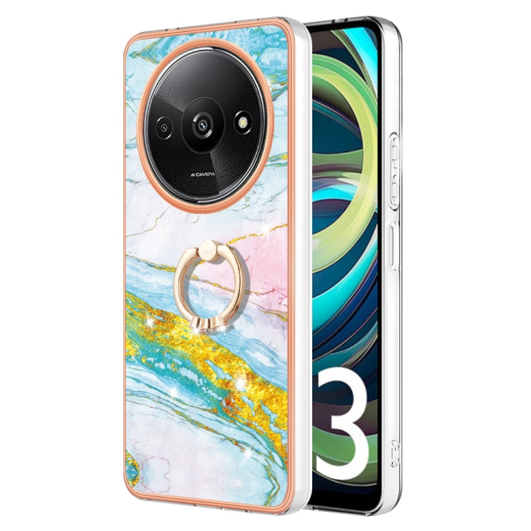 Electroplating Marble IMD TPU Phone Case with Ring Holder, For Xiaomi Redmi Note 13 Pro 4G/Poco M6 Pro 4G, For Xiaomi Redmi A3, For Xiaomi Redmi Note 13 4G Global, For Xiaomi Poco X6 Pro / Redmi K70E