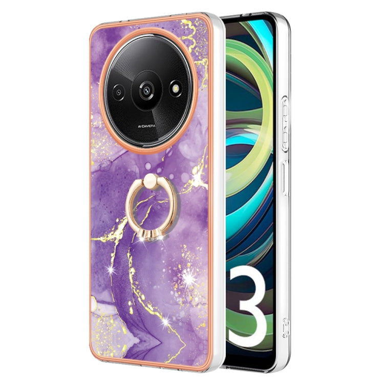 Electroplating Marble IMD TPU Phone Case with Ring Holder, For Xiaomi Redmi Note 13 Pro 4G/Poco M6 Pro 4G, For Xiaomi Redmi A3, For Xiaomi Redmi Note 13 4G Global, For Xiaomi Poco X6 Pro / Redmi K70E
