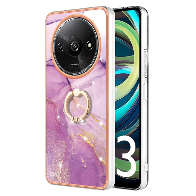 Electroplating Marble IMD TPU Phone Case with Ring Holder, For Xiaomi Redmi Note 13 Pro 4G/Poco M6 Pro 4G, For Xiaomi Redmi A3, For Xiaomi Redmi Note 13 4G Global, For Xiaomi Poco X6 Pro / Redmi K70E