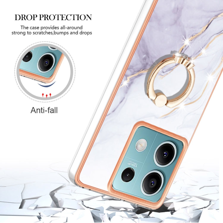 Electroplating Marble IMD TPU Phone Case with Ring Holder, For Xiaomi Redmi Note 13 5G Global, For Xiaomi Redmi 13C 4G, For Xiaomi Redmi Note 13 Pro+ 5G, For Xiaomi Redmi Note 13 Pro 5G Global