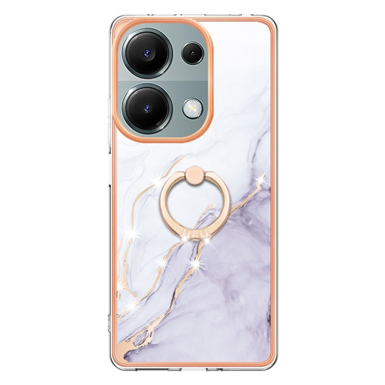 Electroplating Marble IMD TPU Phone Case with Ring Holder, For Xiaomi Redmi Note 13 Pro 4G/Poco M6 Pro 4G, For Xiaomi Redmi A3, For Xiaomi Redmi Note 13 4G Global, For Xiaomi Poco X6 Pro / Redmi K70E