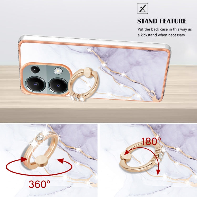 Electroplating Marble IMD TPU Phone Case with Ring Holder, For Xiaomi Redmi Note 13 Pro 4G/Poco M6 Pro 4G, For Xiaomi Redmi A3, For Xiaomi Redmi Note 13 4G Global, For Xiaomi Poco X6 Pro / Redmi K70E