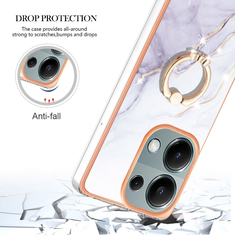 Electroplating Marble IMD TPU Phone Case with Ring Holder, For Xiaomi Redmi Note 13 Pro 4G/Poco M6 Pro 4G, For Xiaomi Redmi A3, For Xiaomi Redmi Note 13 4G Global, For Xiaomi Poco X6 Pro / Redmi K70E