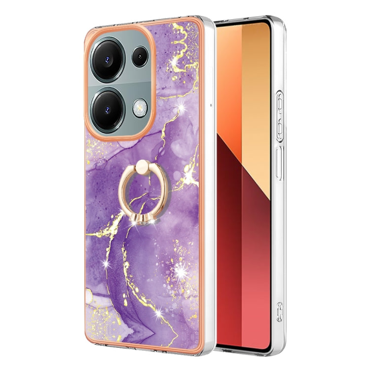 Electroplating Marble IMD TPU Phone Case with Ring Holder, For Xiaomi Redmi Note 13 Pro 4G/Poco M6 Pro 4G, For Xiaomi Redmi A3, For Xiaomi Redmi Note 13 4G Global, For Xiaomi Poco X6 Pro / Redmi K70E