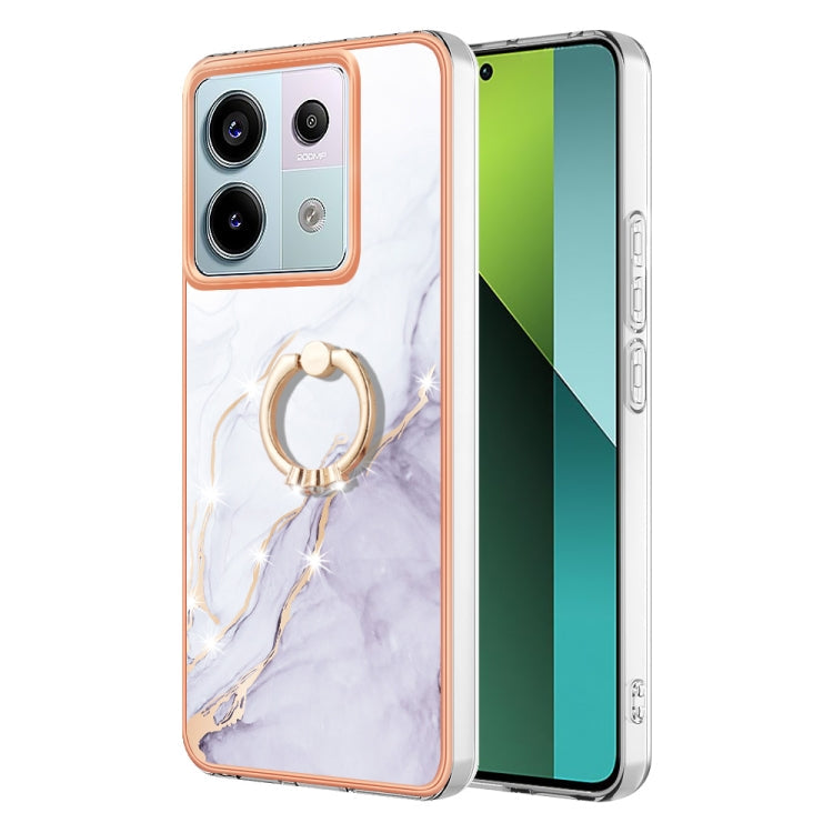 Electroplating Marble IMD TPU Phone Case with Ring Holder, For Xiaomi Redmi Note 13 5G Global, For Xiaomi Redmi 13C 4G, For Xiaomi Redmi Note 13 Pro+ 5G, For Xiaomi Redmi Note 13 Pro 5G Global