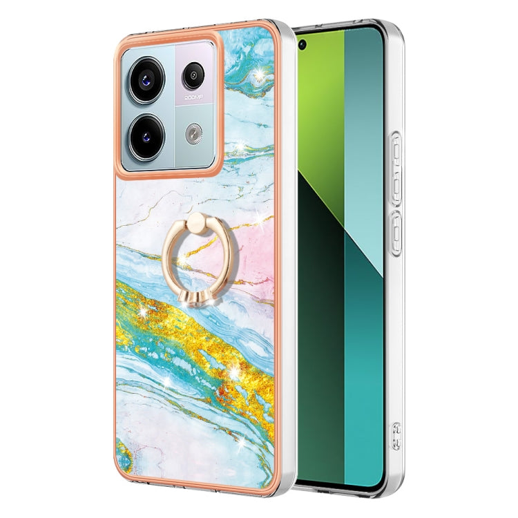 Electroplating Marble IMD TPU Phone Case with Ring Holder, For Xiaomi Redmi Note 13 5G Global, For Xiaomi Redmi 13C 4G, For Xiaomi Redmi Note 13 Pro+ 5G, For Xiaomi Redmi Note 13 Pro 5G Global