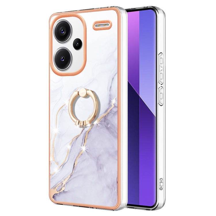 Electroplating Marble IMD TPU Phone Case with Ring Holder, For Xiaomi Redmi Note 13 5G Global, For Xiaomi Redmi 13C 4G, For Xiaomi Redmi Note 13 Pro+ 5G, For Xiaomi Redmi Note 13 Pro 5G Global