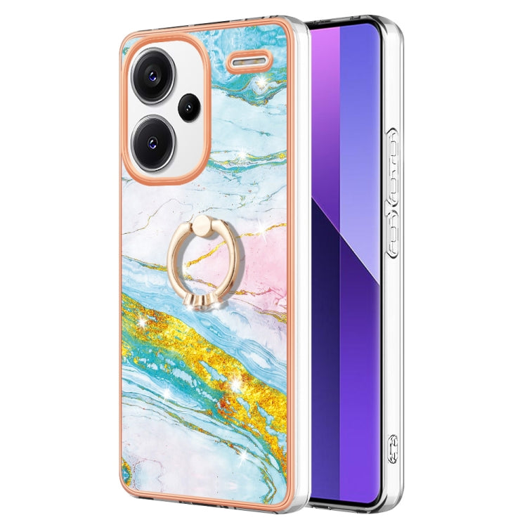 Electroplating Marble IMD TPU Phone Case with Ring Holder, For Xiaomi Redmi Note 13 5G Global, For Xiaomi Redmi 13C 4G, For Xiaomi Redmi Note 13 Pro+ 5G, For Xiaomi Redmi Note 13 Pro 5G Global