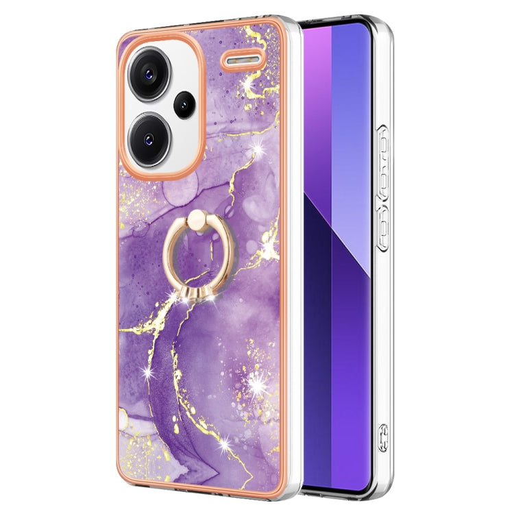 Electroplating Marble IMD TPU Phone Case with Ring Holder, For Xiaomi Redmi Note 13 5G Global, For Xiaomi Redmi 13C 4G, For Xiaomi Redmi Note 13 Pro+ 5G, For Xiaomi Redmi Note 13 Pro 5G Global