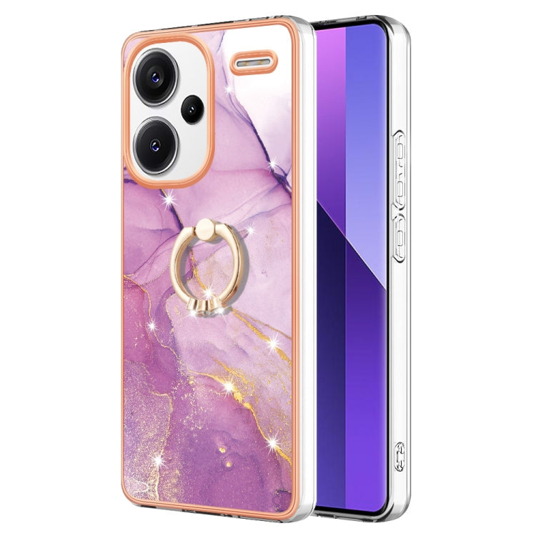 Electroplating Marble IMD TPU Phone Case with Ring Holder, For Xiaomi Redmi Note 13 5G Global, For Xiaomi Redmi 13C 4G, For Xiaomi Redmi Note 13 Pro+ 5G, For Xiaomi Redmi Note 13 Pro 5G Global