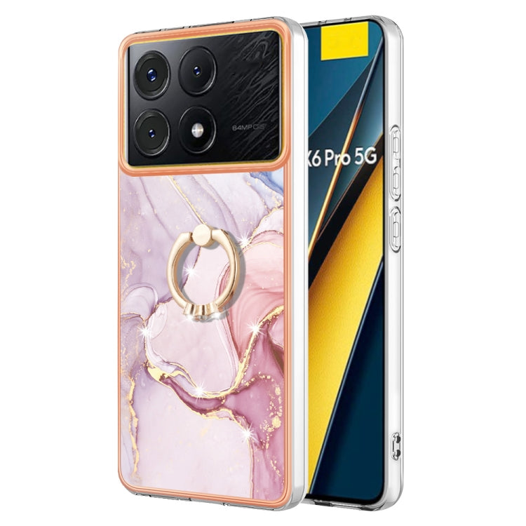 Electroplating Marble IMD TPU Phone Case with Ring Holder, For Xiaomi Redmi Note 13 Pro 4G/Poco M6 Pro 4G, For Xiaomi Redmi A3, For Xiaomi Redmi Note 13 4G Global, For Xiaomi Poco X6 Pro / Redmi K70E
