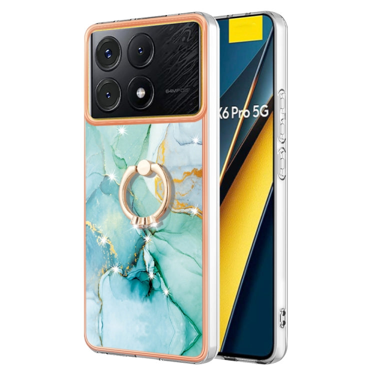 Electroplating Marble IMD TPU Phone Case with Ring Holder, For Xiaomi Redmi Note 13 Pro 4G/Poco M6 Pro 4G, For Xiaomi Redmi A3, For Xiaomi Redmi Note 13 4G Global, For Xiaomi Poco X6 Pro / Redmi K70E