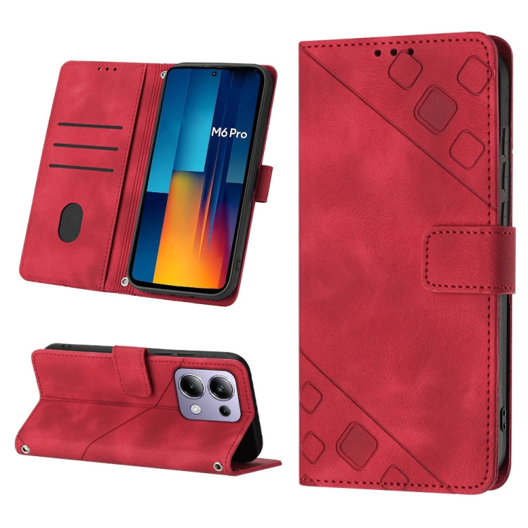 Skin Feel Embossed Leather Phone Case, For Xiaomi Poco F6, For Xiaomi Poco M6 Pro 4G, For Xiaomi Poco X6 Neo 5G Global, For Xiaomi Redmi A3