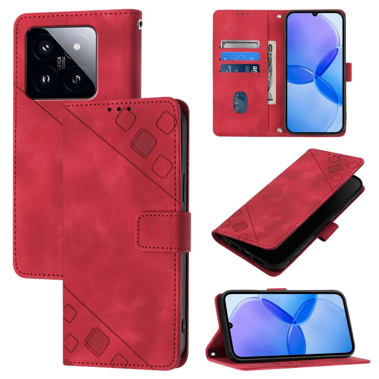Skin Feel Embossed Leather Phone Case, For Xiaomi 14 Ultra, For Xiaomi 14 Pro, For Xiaomi 14, For Xiaomi Redmi Note 13 5G Global