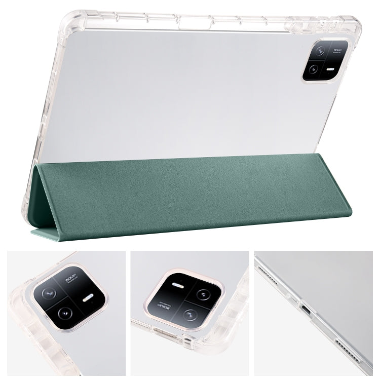 3-fold Clear TPU Smart Leather Tablet Case with Pen Slot, For Xiaomi Pad 6 / 6 Pro