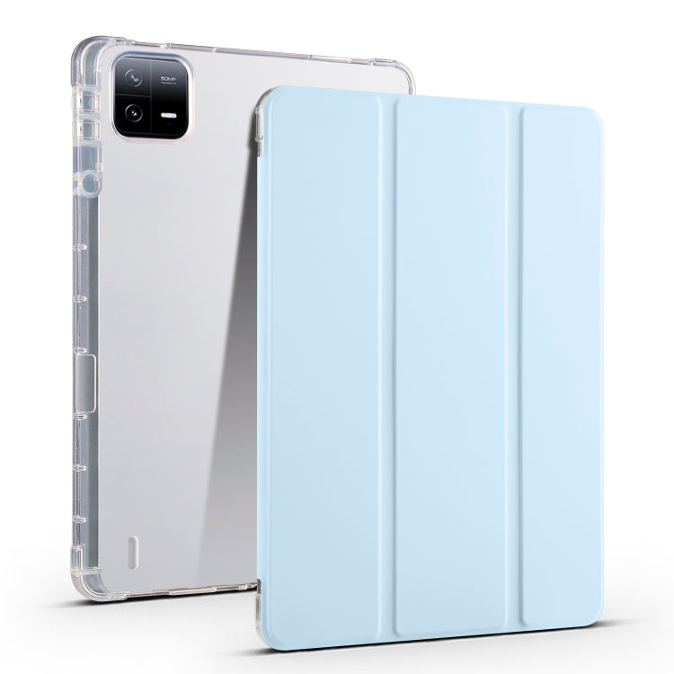 3-fold Clear TPU Smart Leather Tablet Case with Pen Slot, For Xiaomi Pad 6 / 6 Pro