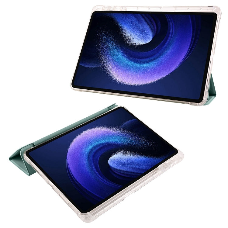 3-fold Clear TPU Smart Leather Tablet Case with Pen Slot, For Xiaomi Pad 7 / 7 Pro, For Xiaomi Redmi Pad Pro 12.1