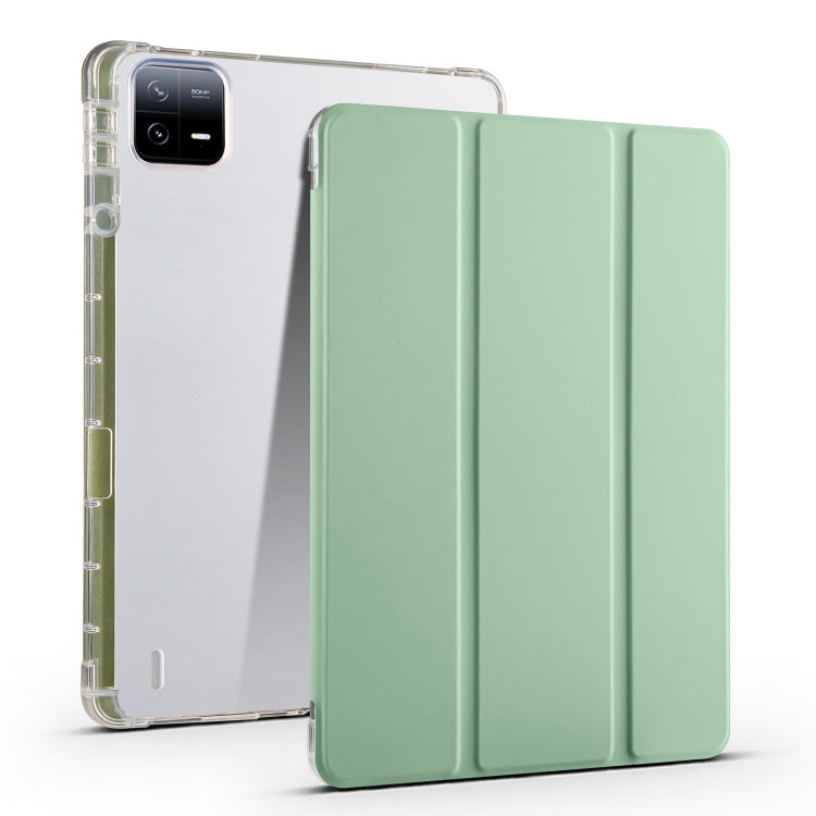 3-fold Clear TPU Smart Leather Tablet Case with Pen Slot, For Xiaomi Pad 7 / 7 Pro, For Xiaomi Redmi Pad Pro 12.1