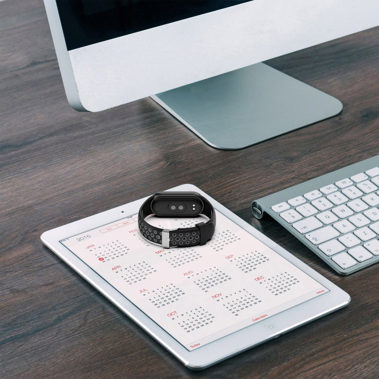 Two-color Steel Plug Silicone Watch Band, For Xiaomi Mi Band 8
