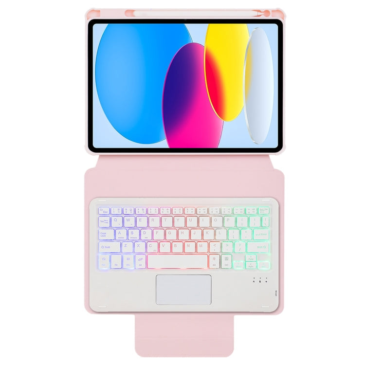 F10B-AS 360 Rotation Acrylic Transparent Bluetooth Keyboard Leather Case With Touch Control / Backlight, F10B-AS