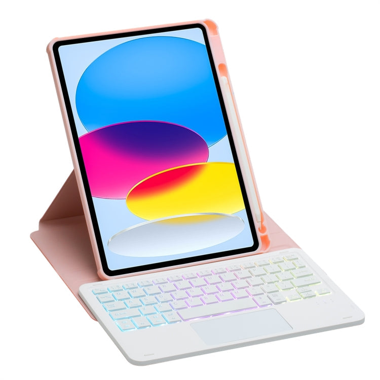 F10B-AS 360 Rotation Acrylic Transparent Bluetooth Keyboard Leather Case With Touch Control / Backlight, F10B-AS